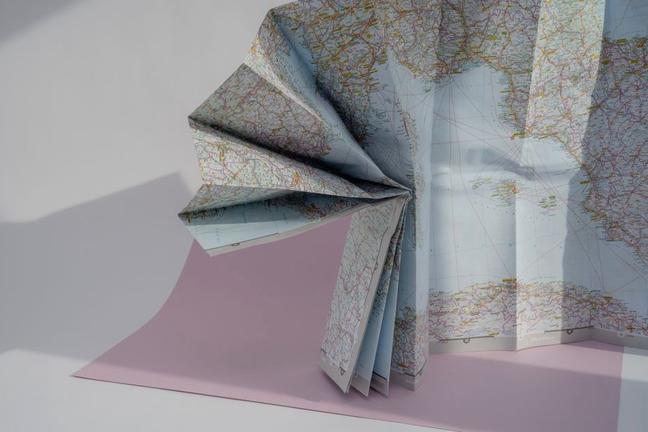 A folded map used to plan a relaxed weekend walk.